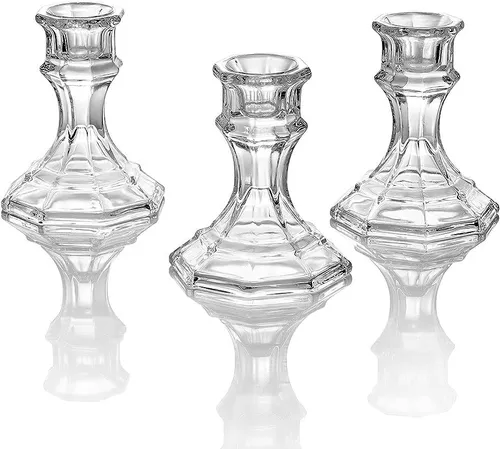 Set of 12 Glass Candlestick Holders