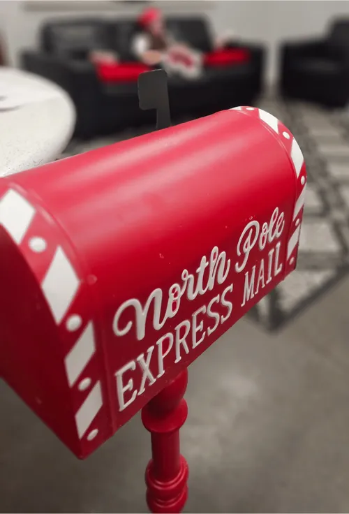 Standing Red North Pole Express Santa Mailbox