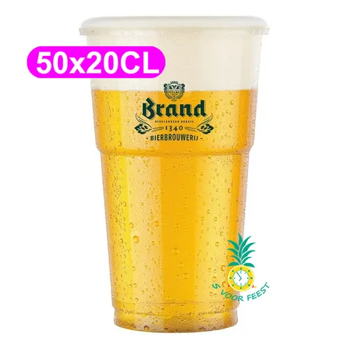 50x 20CL Plastic wegwerpbeker Brand Bier
