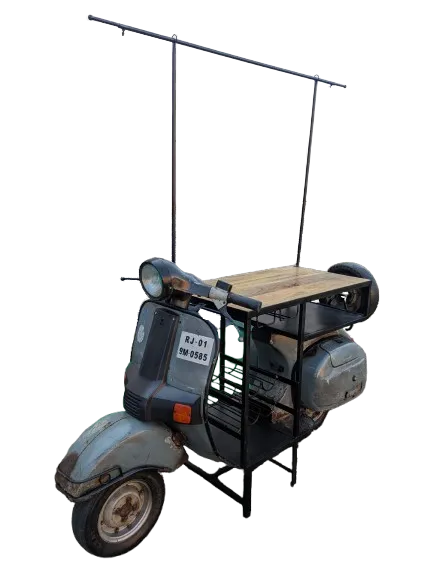  Vespa Piaggio Bijzettafel Huren bij 5 Voor Feest – Retro Bar, Koffiemeubel & Wijnrek