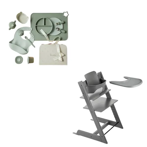 Mealtime set and Stokke Tripp Trapp high chair