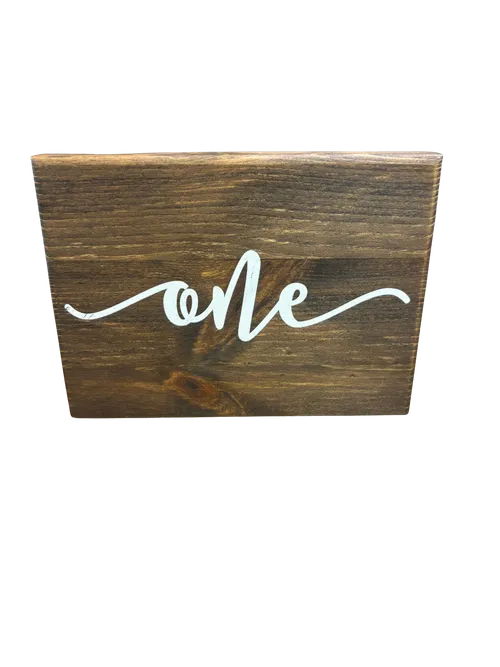 Dark Wood Cursive Table Numbers 1-45