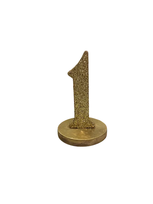 Gold Sparkly Table Numbers on a stand (1-25)