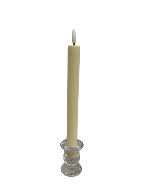 Ivory Ribbed LED Candlesticks