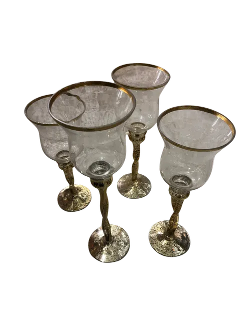 Glass Candle Holder w/ Gold Stem