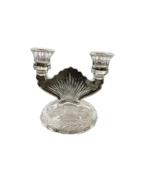 Dual Glass Candlestick Holder 5.25