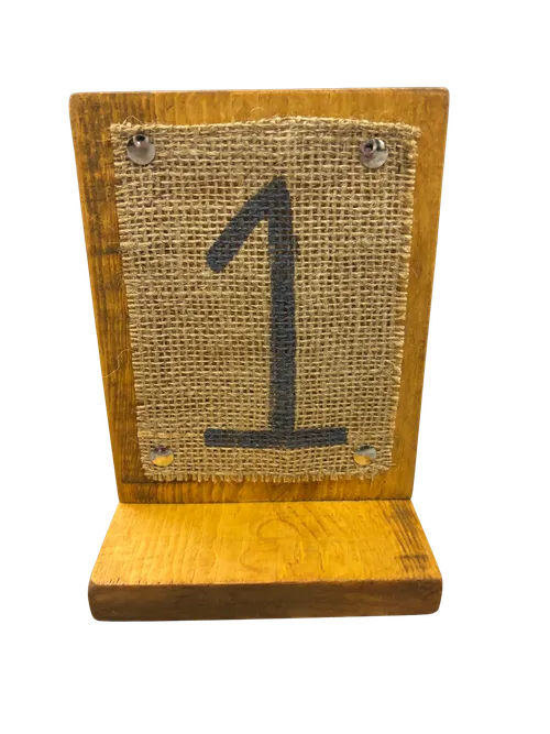 Wood Burlap Table Numbers (1-18)