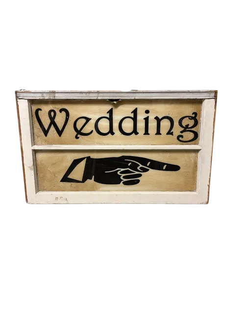 Vintage Wedding Pointing Hand Sign