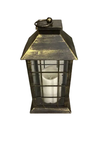 Brushed black lantern w/ candle