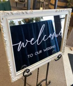 White Welcome To Our Wedding Mirror