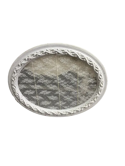 Oval White Picture Frame w/ Lace
