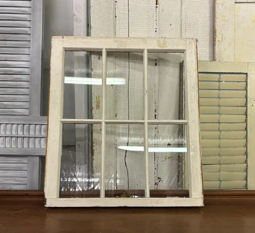 White Rustic Window Frame w/ Glass 24