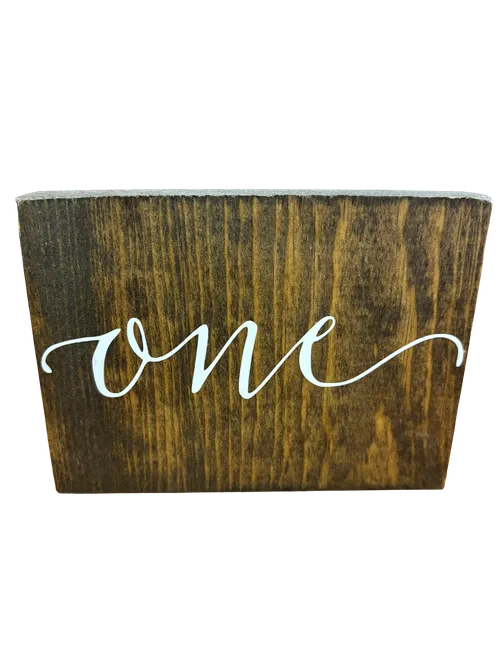 Rustic Wood Script Table Number Sign (1-23)