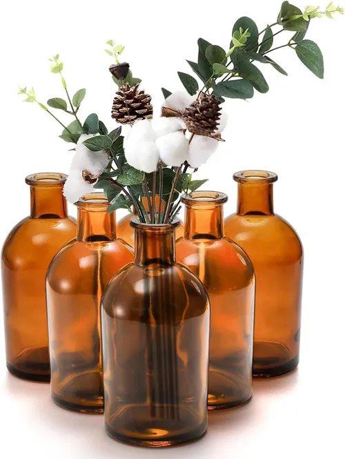 Amber Glass Bud Vases