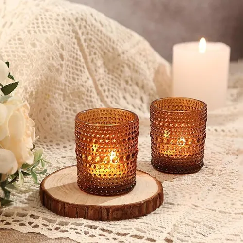 Amber Patterned Votive