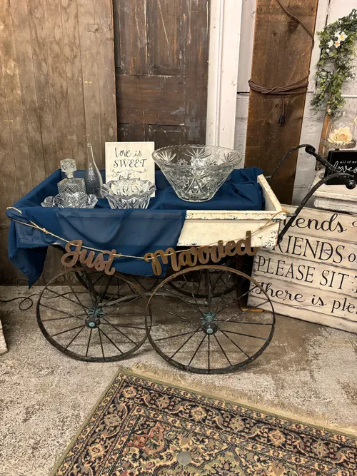 Vintage Wood & Metal Cart (Cart Only)