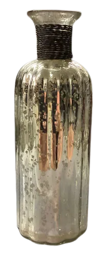 Mercury Silver Glass Vase w Decorative neck