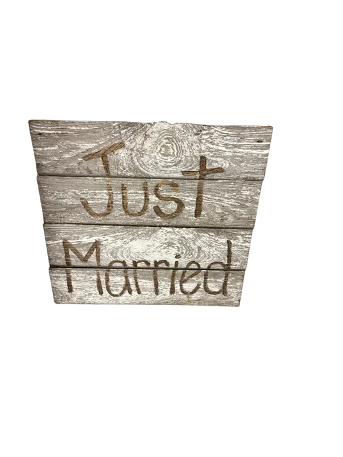 Just Married Barnwood Sign