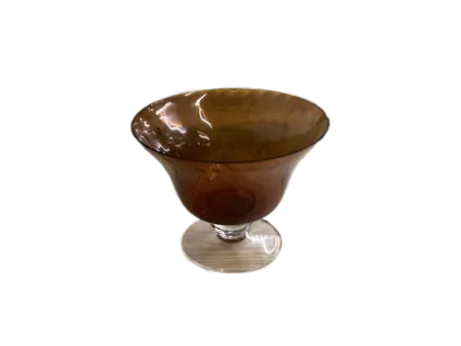 Amber Glass Compote Dish