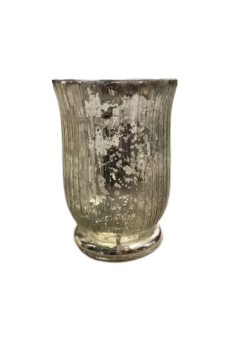 Wide mouth mercury silver vase LG