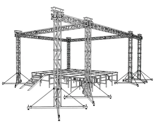 Estructura Truss cuadrilátero completo con alas 12x12 m.