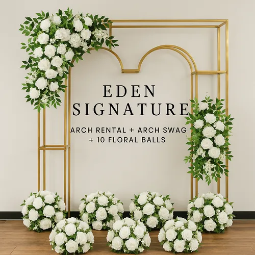 Eden Signature – Arch Swag, 10 Floral arrangements& Arch Rental