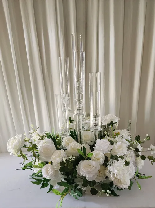 Green and White circle flower 20cm