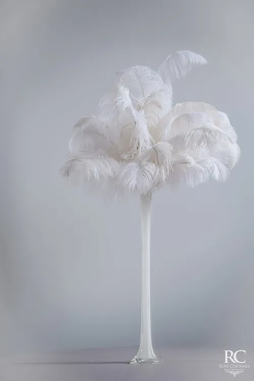 Eiffel Tower Vase with White Feather Centerpiece Rental | Jackson TN 