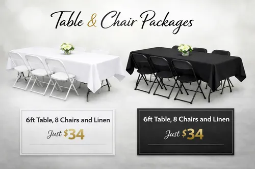 Table, chair and linen package