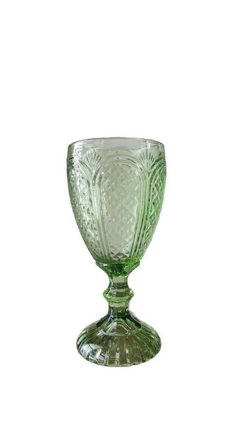 Green vintage wine/water goblet