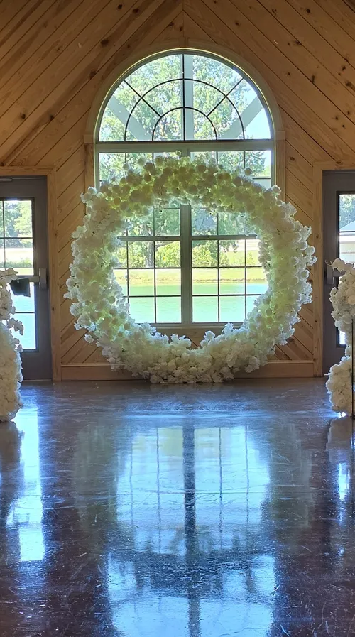 White Rose Circle Floral Arch