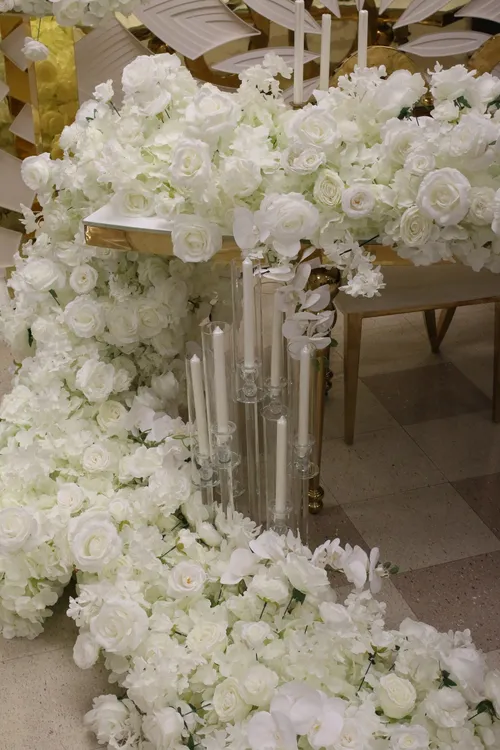 6ft White floral runner