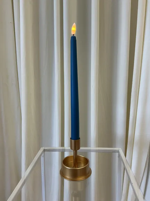 Navy Blue LED Taper Candlestick – 11”