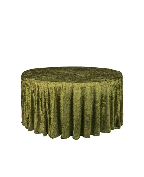Olive green 120” velvet tablecloth 