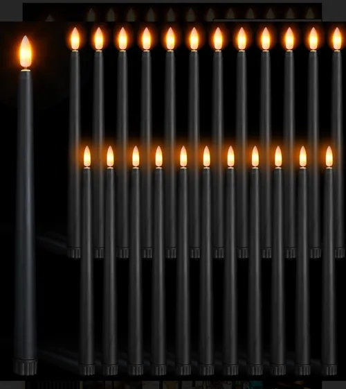 Black Flamless  Tapered Candles