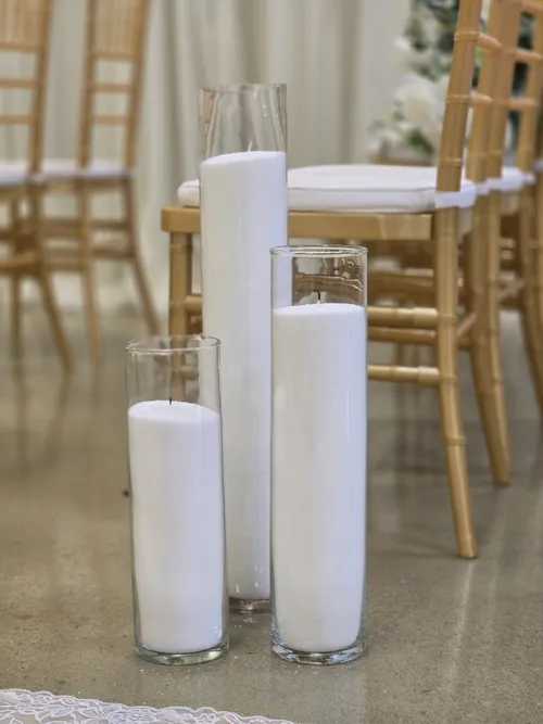 3 Piece Tall Cylinder Vase Set with Candle Sand