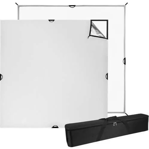 6x6' Scrim Jim with diffuser, black & white/silver fabrics