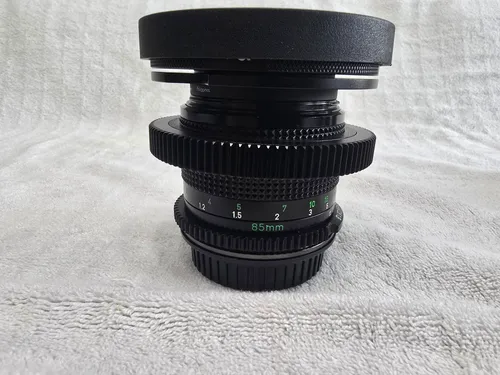 Cine Conversion Canon nFD 85mm f/1.8 to EF with Caps and Step Up Ring for Matte Box, De-Clicked Aperture