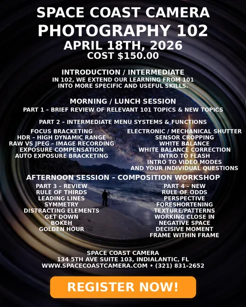 Photography 102 - Intermediate April 18th, 2026