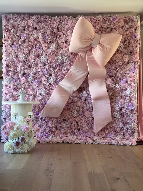 Pink Flower Wall with Pink Bow
