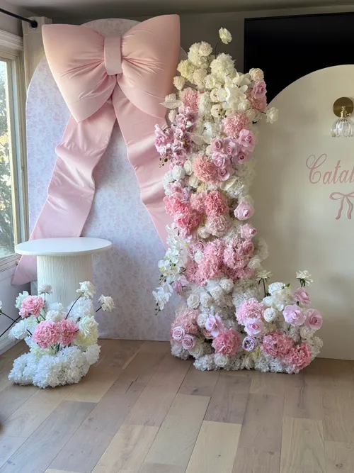 Coquette Pink Bow & Faux Flowers