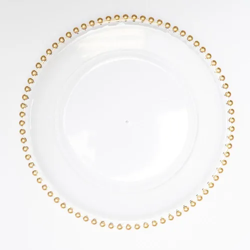 Clear Gold Beaded Acrylic Charger 