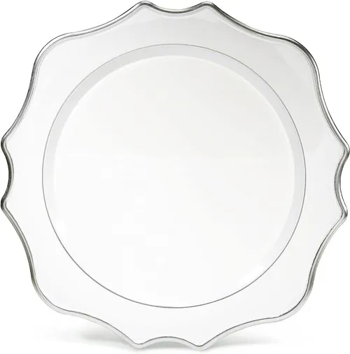 White Silver Rim Scalloped Charger