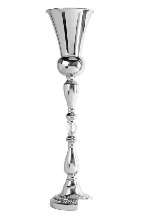 Silver Trumpet Vase W/ One Diamond 