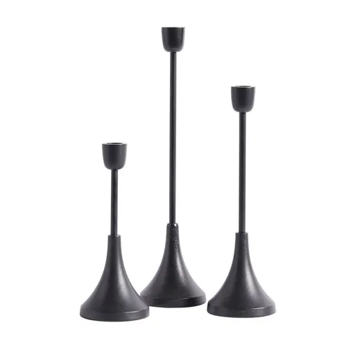 3 Matte Black Poet Candle Stick Set