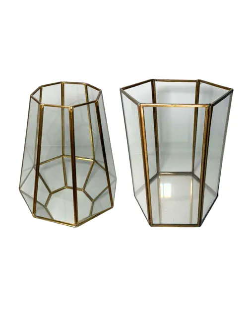 Bronze Rim Glass Floral Vase Centerpiece