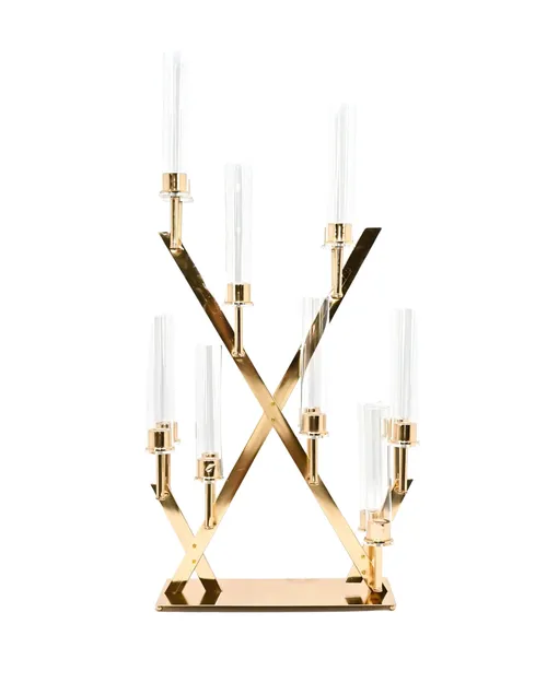 16 Branch Gold Metal Candelabra Centerpiece