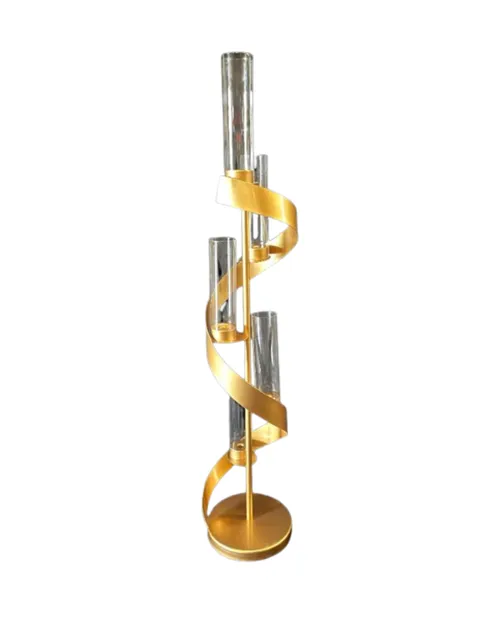 5 Piece Gold Metal Twirl Candelabra