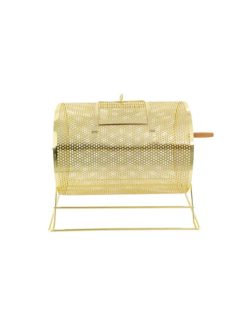 Large Gold Metal Raffle Drum