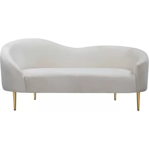 Beige Velvet Curve loveseat 